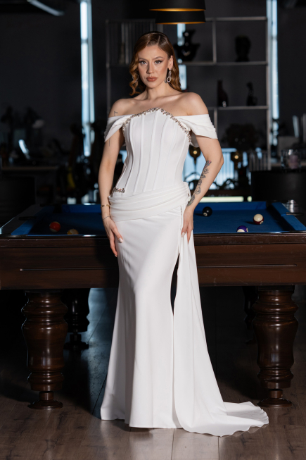 Robe de Soirée Longue Blanc ABU6001