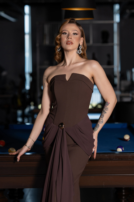 Robe de Soirée Longue Brun ABU5970