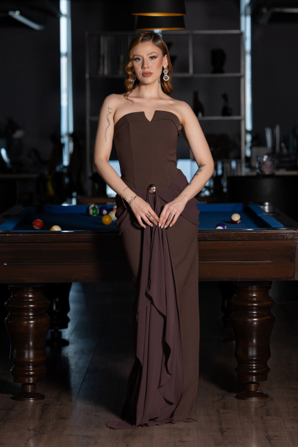 Robe de Soirée Longue Brun ABU5970