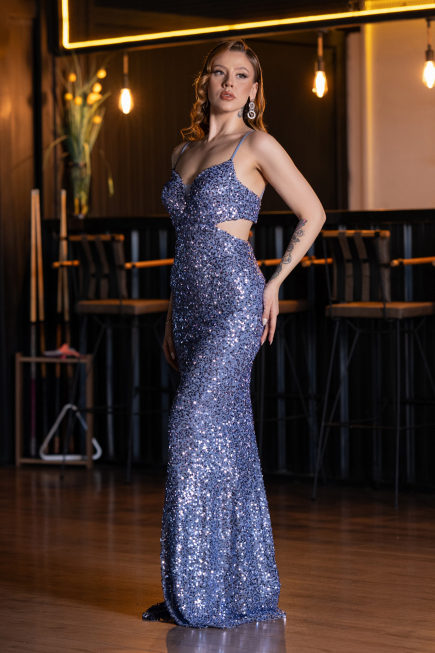 Robe de Soirée Longue Indigo ABU5980
