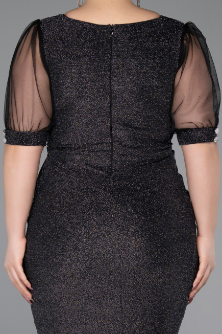 Robe De Invitation Grande Taille Courte Noir-Argent ABK2247