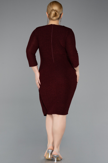 Robe De Invitation Grande Taille Midi Rouge Bordeaux ABK2595