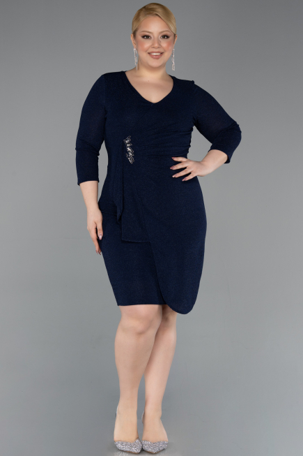 Robe De Invitation Grande Taille Midi Bleu Marine ABK2595