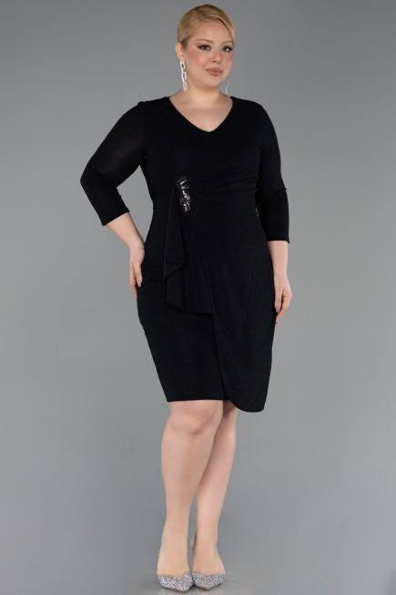 Robe De Invitation Grande Taille Midi Noir ABK2595