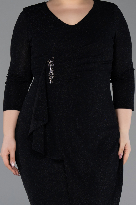 Robe De Invitation Grande Taille Midi Noir ABK2595