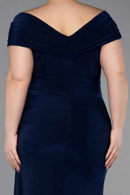 Robe De Soirée Grande Taille Longue Bleu Marine ABU5900