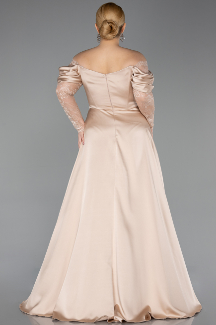 Robe Grande Taille Satin Longue Or ABU5261