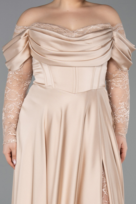 Robe Grande Taille Satin Longue Or ABU5261