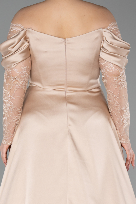 Robe Grande Taille Satin Longue Or ABU5261