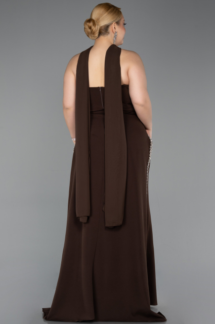 Robe de Soirée Grande Taille Longue Brun ABU6015