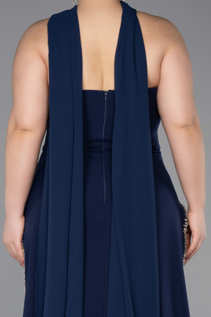 Robe de Soirée Grande Taille Longue Bleu Marine ABU6015