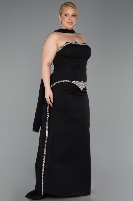 Robe de Soirée Grande Taille Longue Noir ABU6015