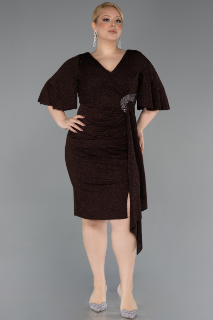 Robe De Soirée Grande Taille Midi Brun ABK1625