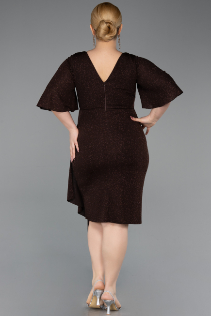 Robe De Soirée Grande Taille Midi Brun ABK1625