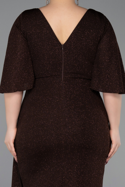 Robe De Soirée Grande Taille Midi Brun ABK1625