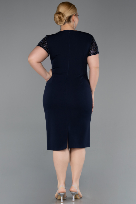 Robe De Invitation Grande Taille Midi Bleu Marine ABK2598