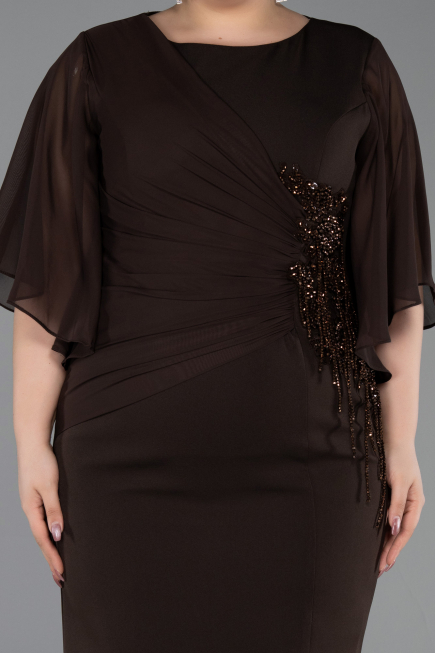 Robe De Invitation Grande Taille Midi Brun ABK2599