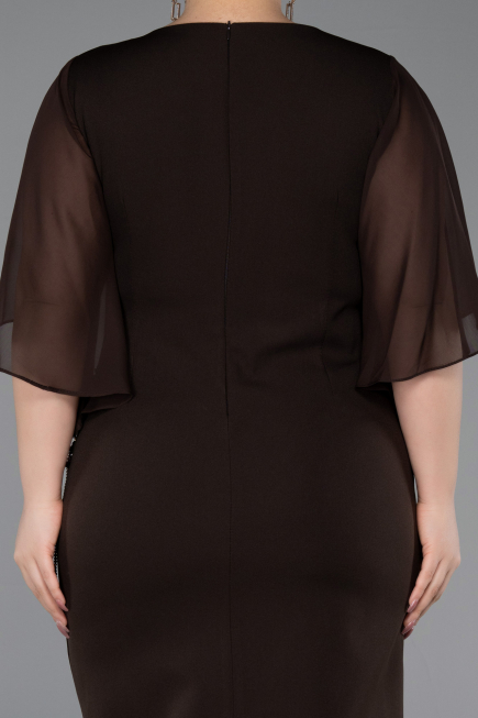 Robe De Invitation Grande Taille Midi Brun ABK2599