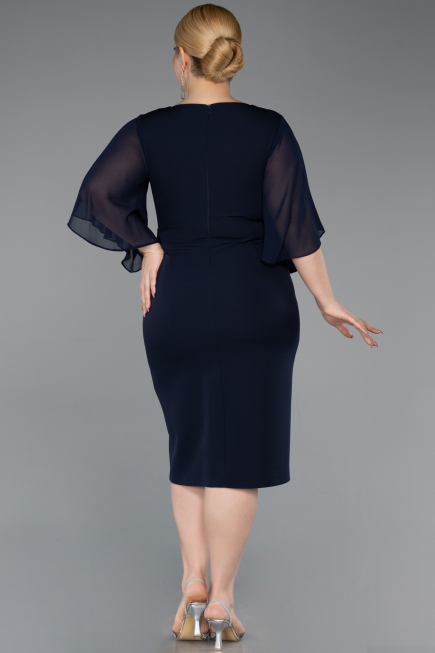 Robe De Invitation Grande Taille Midi Bleu Marine ABK2599