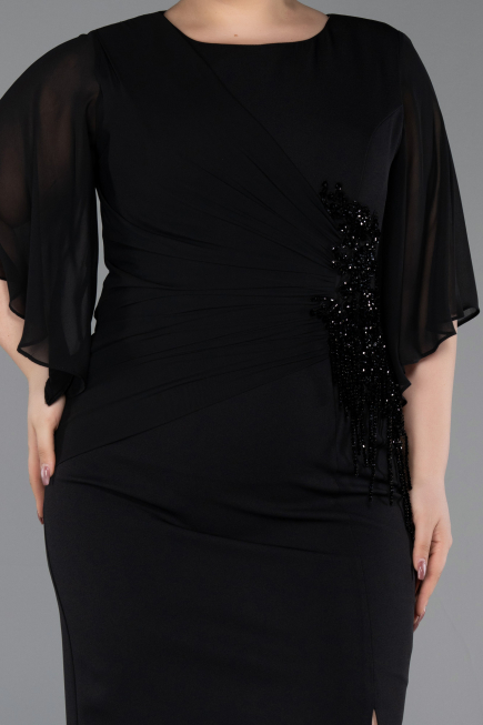 Robe De Invitation Grande Taille Midi Noir ABK2599