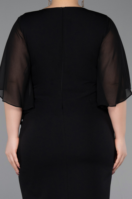 Robe De Invitation Grande Taille Midi Noir ABK2599