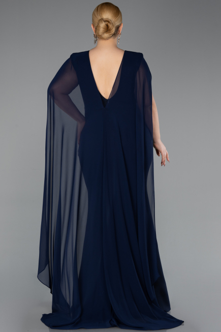 Robe de Soirée Grande Taille Longue Bleu Marine ABU5955