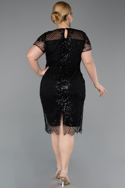 Robe De Invitation Grande Taille Courte Perlé Noir ABK2585