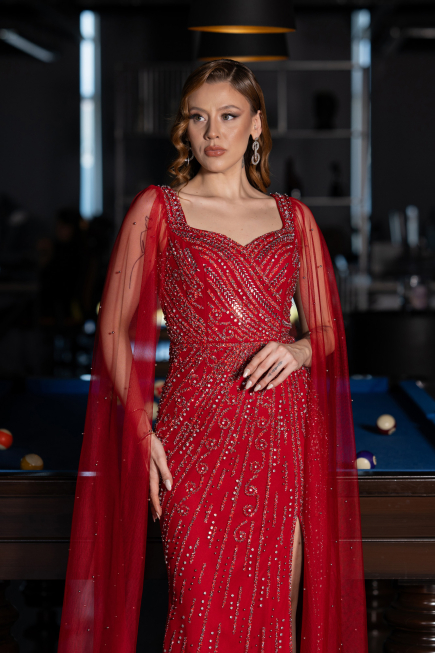 Robe De Soirée Pierreux Longue Rouge ABU5751