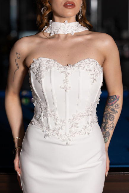 Robe de Cérémonie Midi Blanc ABK2593