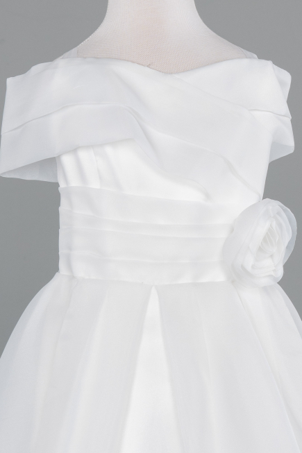 Robe de Soirée Enfants Courte Blanc ABK2565