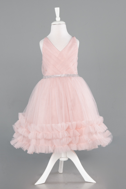 Robe de Soirée Enfants Courte Couleur Rose ABK2568
