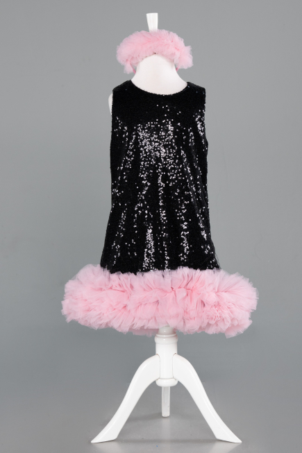 Robe de Soirée Enfants Courte Noir ABK2574