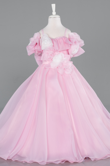 Robe de Mariage Pour Enfant Longue Satin Poudre ABG182