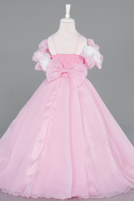 Robe de Mariage Pour Enfant Longue Satin Poudre ABG182