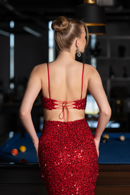 Robe de Soirée Longue Rouge ABU5980
