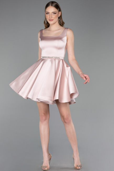 Robe de Cérémonie Courte Satin Poudre ABK2606