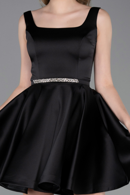 Robe de Cérémonie Courte Satin Noir ABK2606