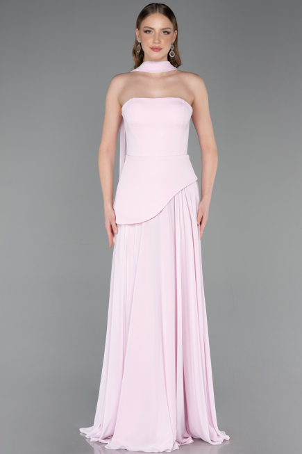 Robe de Soirée Longue Mousseline Poudre ABU6042