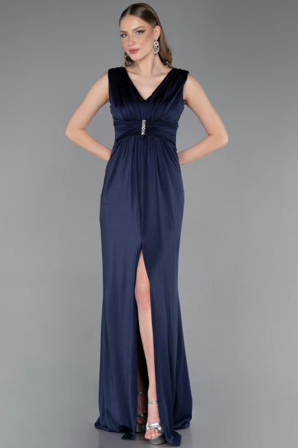 Robe de Soirée Longue Bleu Marine ABU6043