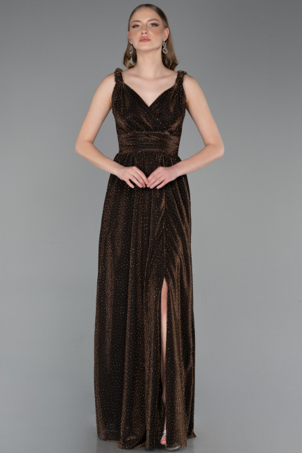 Robe de Soirée Longue Cuivre ABU6045