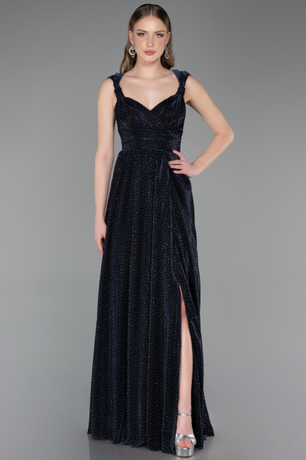 Robe de Soirée Longue Bleu Marine ABU6045