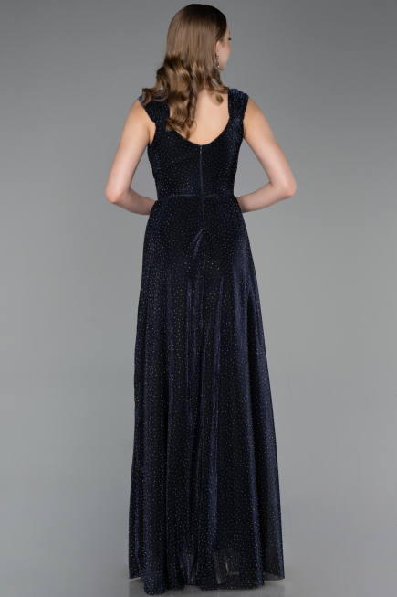 Robe de Soirée Longue Bleu Marine ABU6045