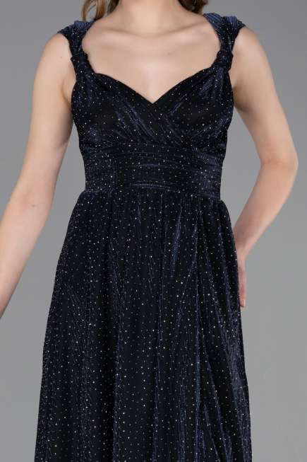 Robe de Soirée Longue Bleu Marine ABU6045