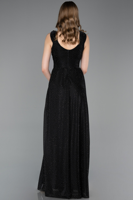 Robe de Soirée Longue Noir-Argent ABU6045