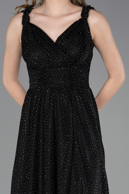 Robe de Soirée Longue Noir-Argent ABU6045