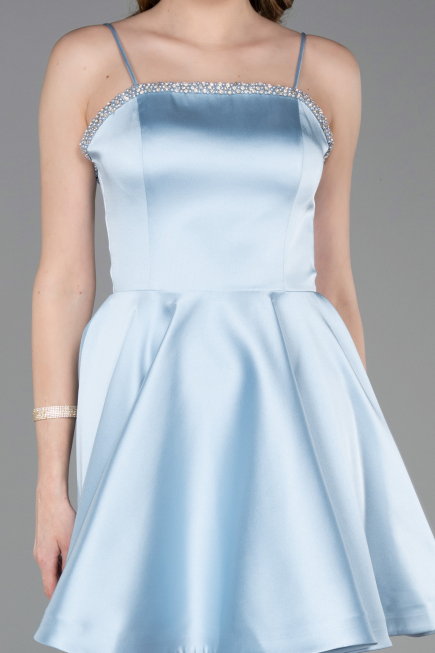Robe de Cérémonie Courte Satin Bleu clair ABK2603