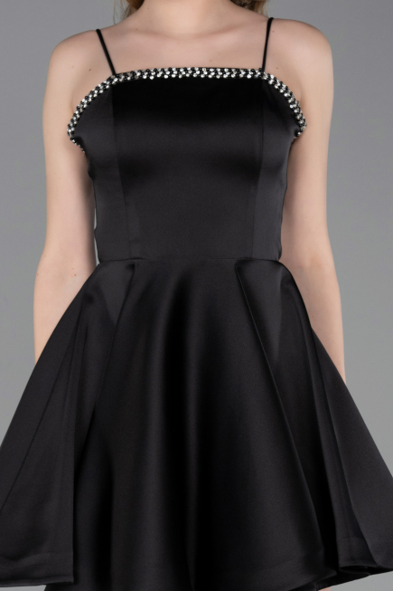 Robe de Cérémonie Courte Satin Noir ABK2603