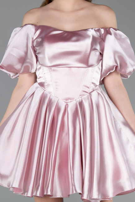 Robe de Cérémonie Courte Satin Poudre ABK2605