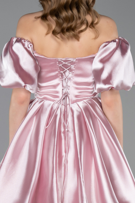 Robe de Cérémonie Courte Satin Poudre ABK2605