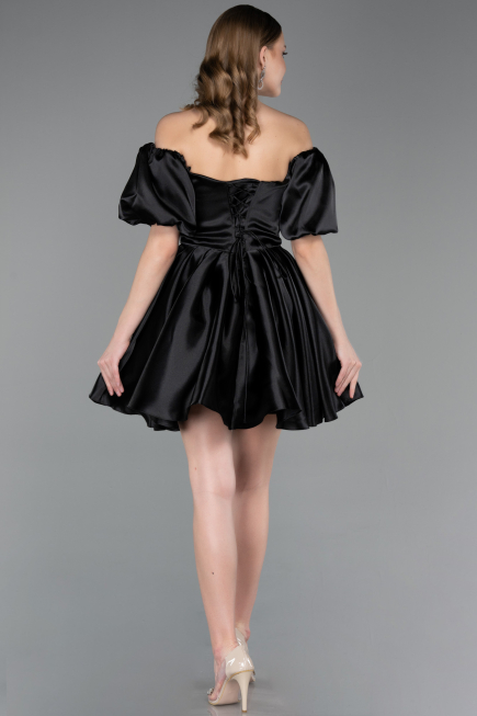 Robe de Cérémonie Courte Satin Noir ABK2605